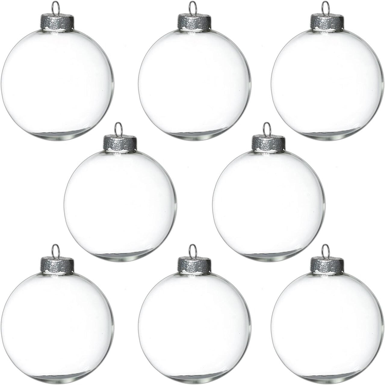 12 Pack 3.15 Inch Clear Glass Christmas Ornament Balls - Fillable Glass Ornaments for Crafts with Hanging Cord, Large 80mm Clear Ornament Balls for DIY, Glass Ornaments for Xmas Tree